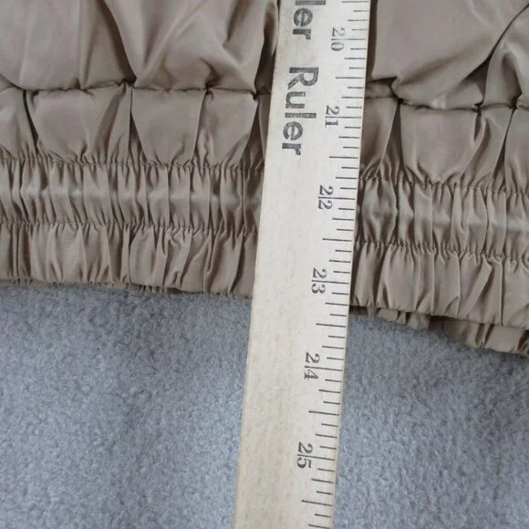 12th Tribe Puffer Jacket Womens S/M Brown Tan Lightweight Hooded Full Zip Coat - Picture 5 of 8